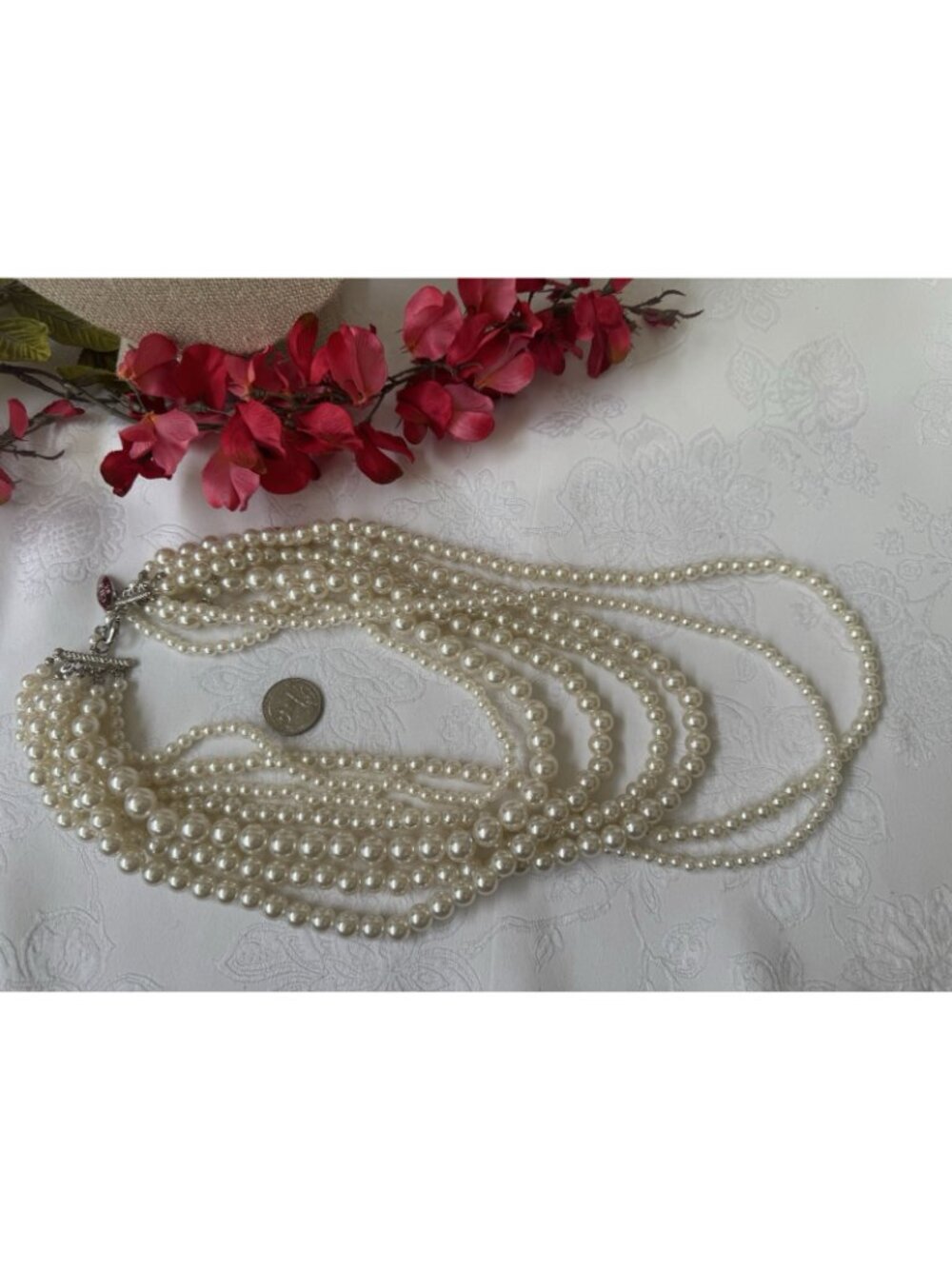 Nordstrom Cara NY Chunky Faux Pearl Layered Necklace Statement Vintage Style NEW - Picture 3 of 5